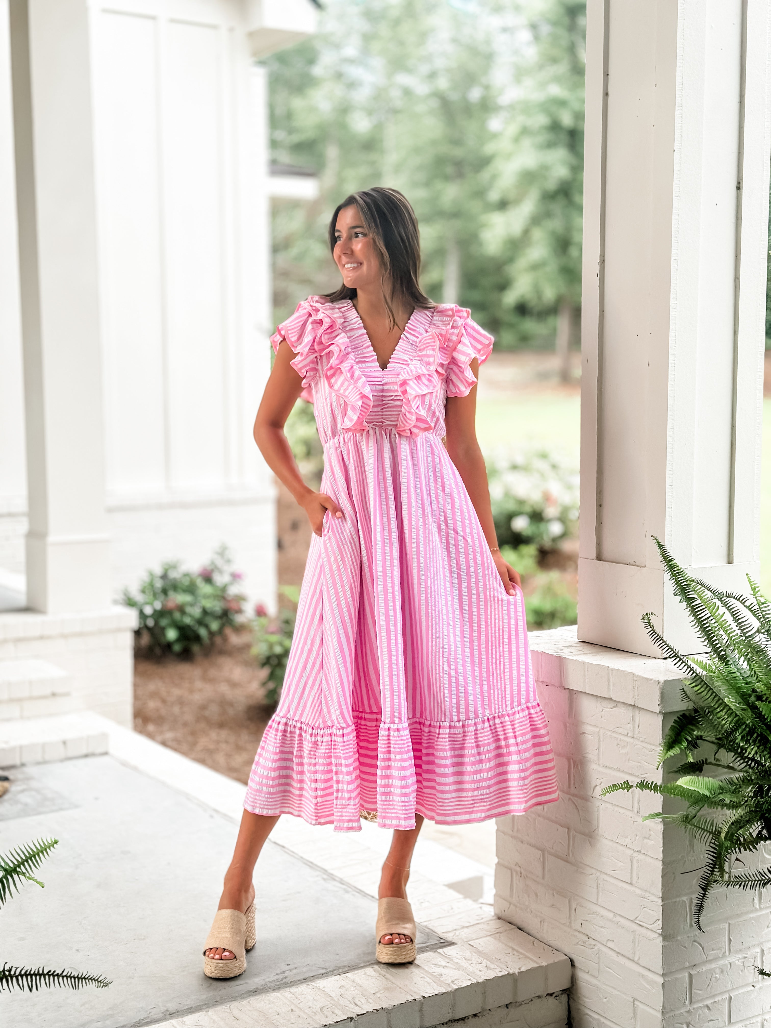 Striped Ruffle Dress